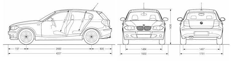 Габаритные размеры БМВ 1 (BMW 1)
